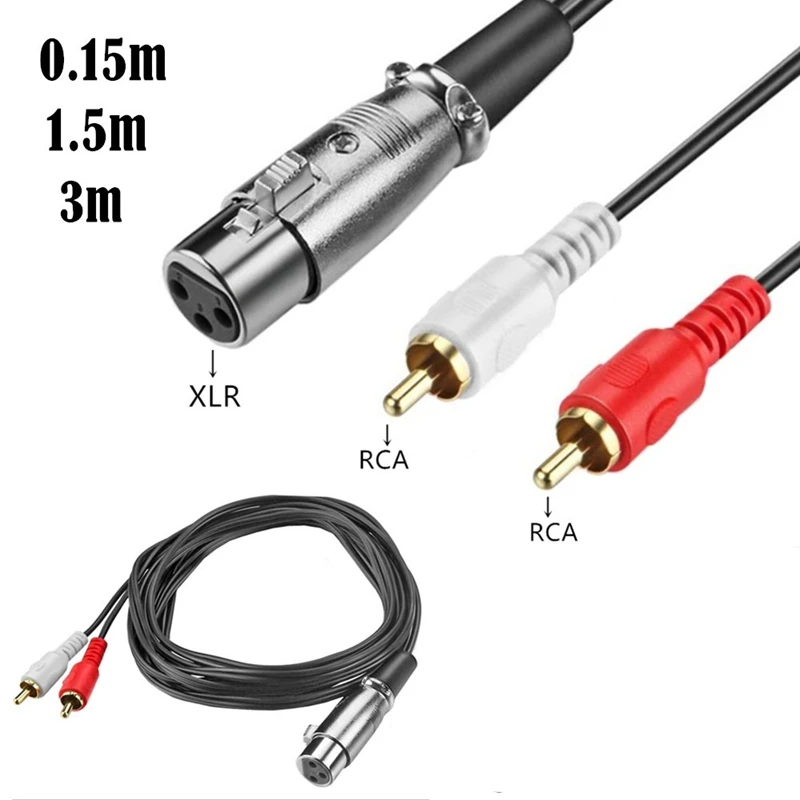 

Audio RCA Cable Male To 2 XLR 3 Pin Male Female Cannon Amplifier Mixing Plug AV Speakon Cable Dual XLR To Dual RCA Cable 1.5M/3M