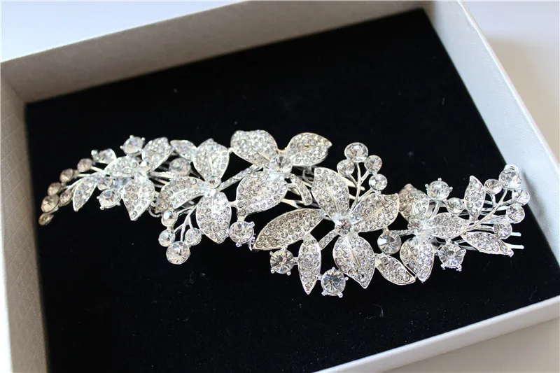 

Korean Bridal Hair comb Adjustable Full Rhinestones Flower Crystal Plate wedding bride hair accessories