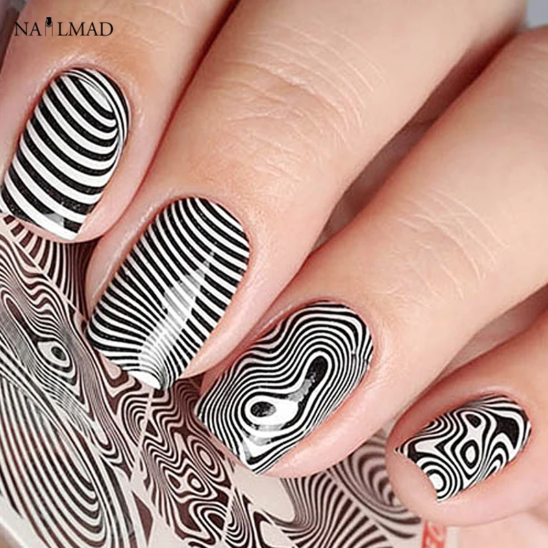 1 лист иллюзионных водных переводных картинок для ногтей черные Переводные