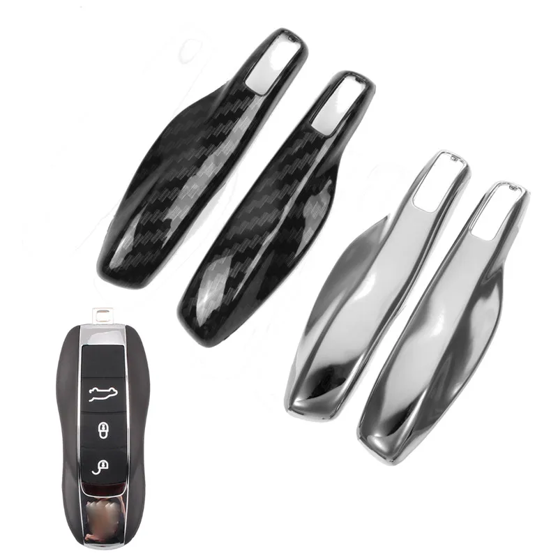 Пара чехол для ключа автомобиля из углеродного волокна Хром Цвет Porsche Cayenne Macan 911