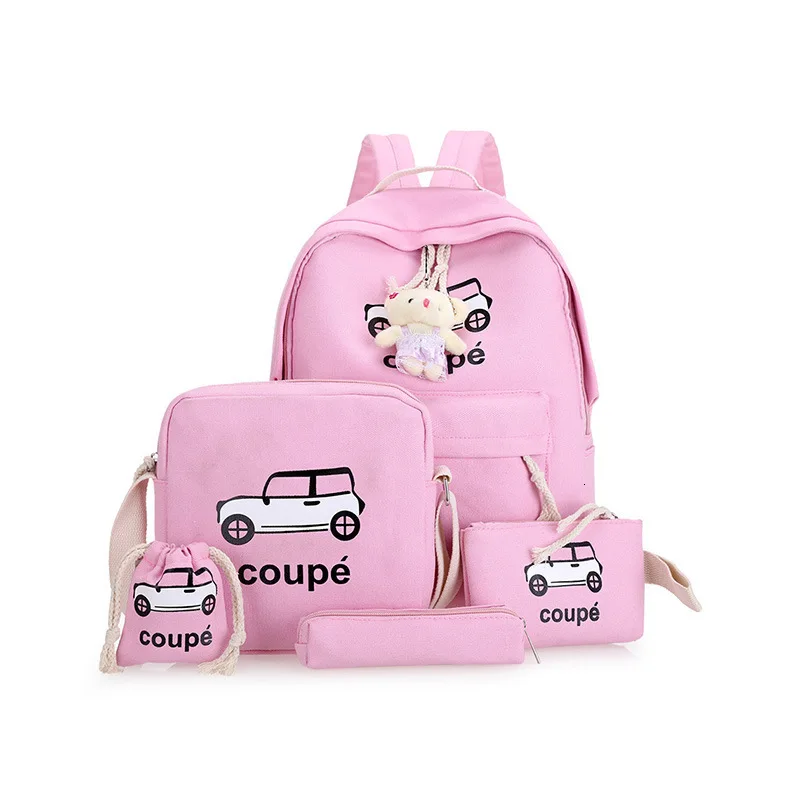 4pcs/set school bags Children cartoon printing schoolbags for girls Sweet lady  backpacks High quality canvas school backpack