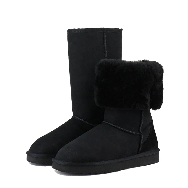Классические зимние ботинки из натуральной овечьей кожи женские длинные с 100%