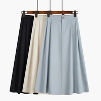mid length skirt female a line high waist slimming spring and autumn 2021 new design elastic waist umbrella skirt