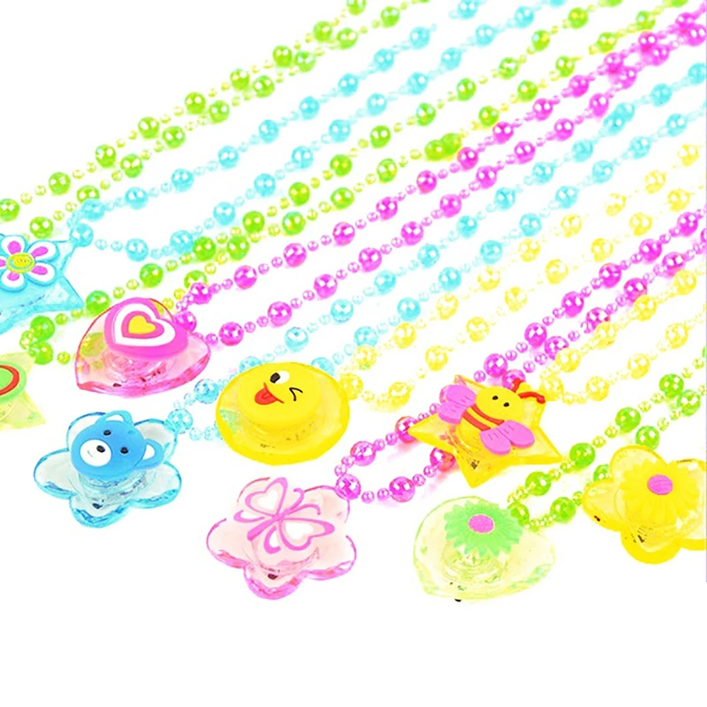 

Star Love Heart Flower Butterfly Pendant Beads Light Up Necklace Kids Play Toy