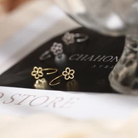 fashion hollow out flower ear hook simple gold plated lady body penetration earrings sweet lady birthday party gift jewelry