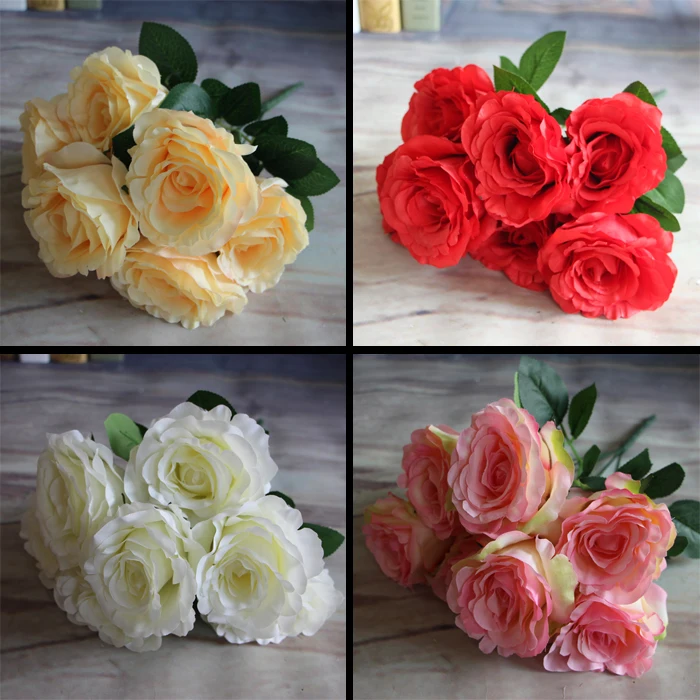 7 ветви Весенняя искусственный Шелковый цветок роза цветы кафе Настольный