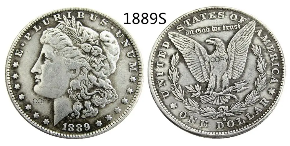 США 1889-S Морган доллар Посеребренная копия монеты | Дом и сад