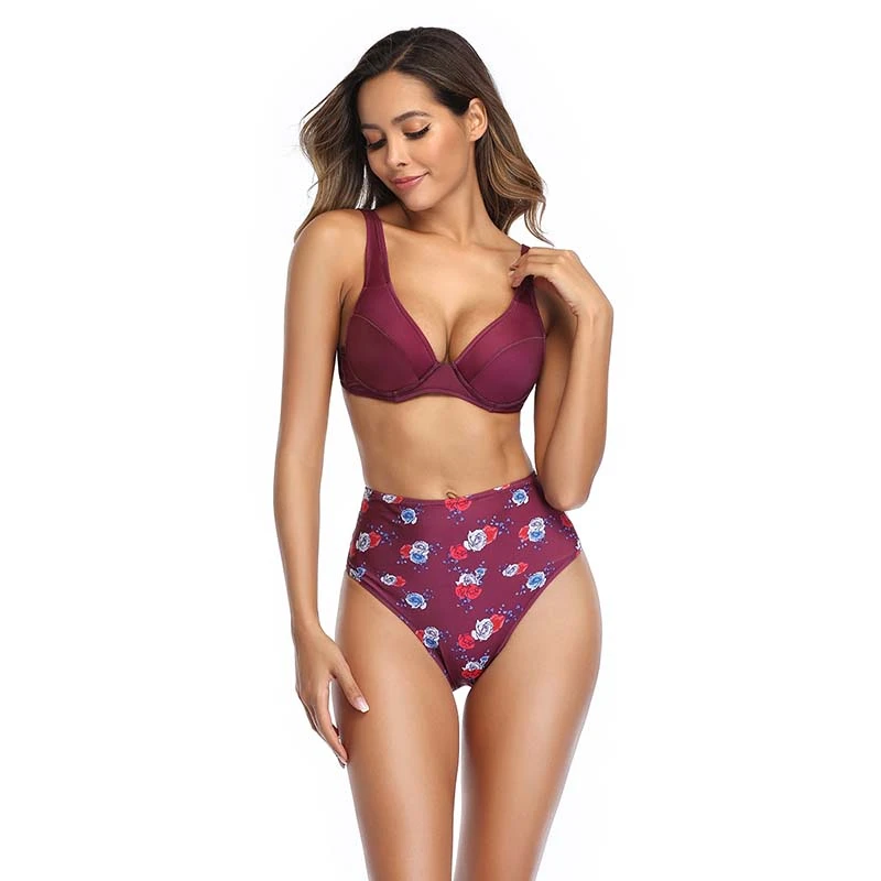 K8356 раздельный купальник женский взрослый спандекс полиэстер Новинка Высокая