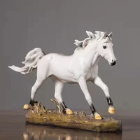 resin white horse sculpture simulation animal figurine countertop ornaments running horse crafts gifts living room decoration