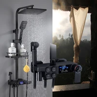bathroom faucet shower set thermostatic shower faucet set rainfall bathtub tap water flow produces electricity for bathroom