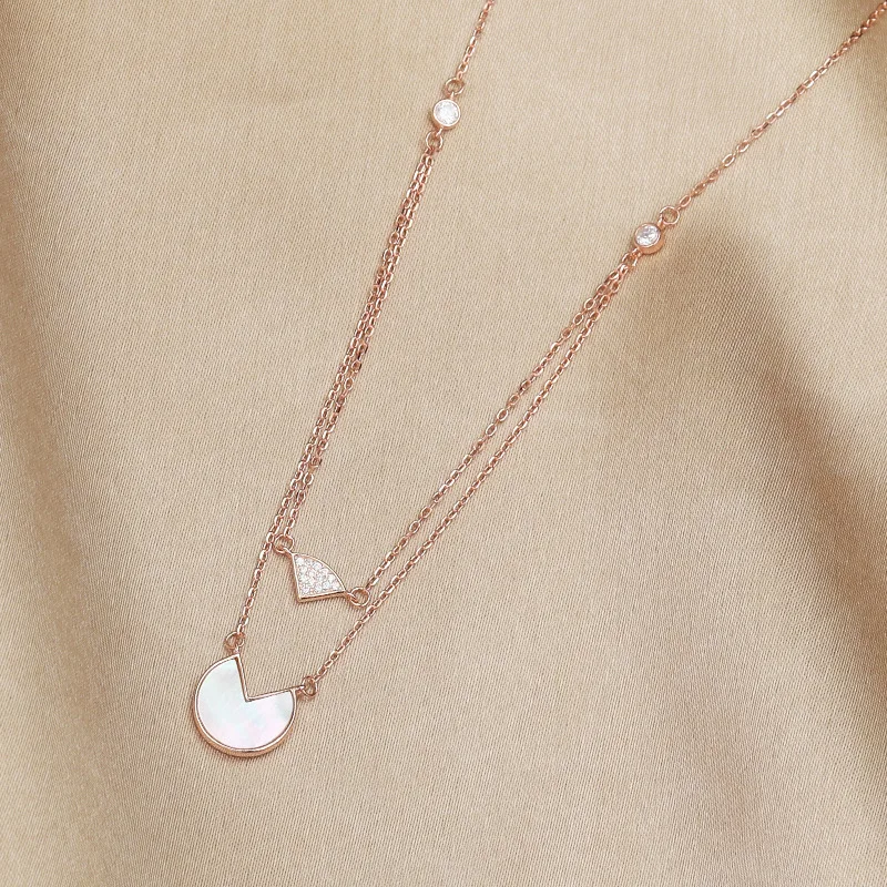 

100% 925 Sterling Silver Fashion Zircon Star Moon Heart-Shaped Rose Gold Ladies Pendant Necklaces Jewelry for Women Gifts 2021