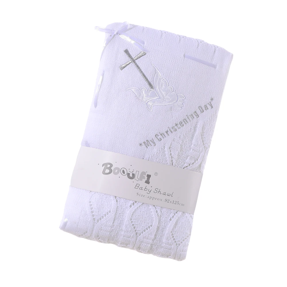 Детское трикотажное одеяло Gooulfi однотонное белое покрывало для крестин и церкви