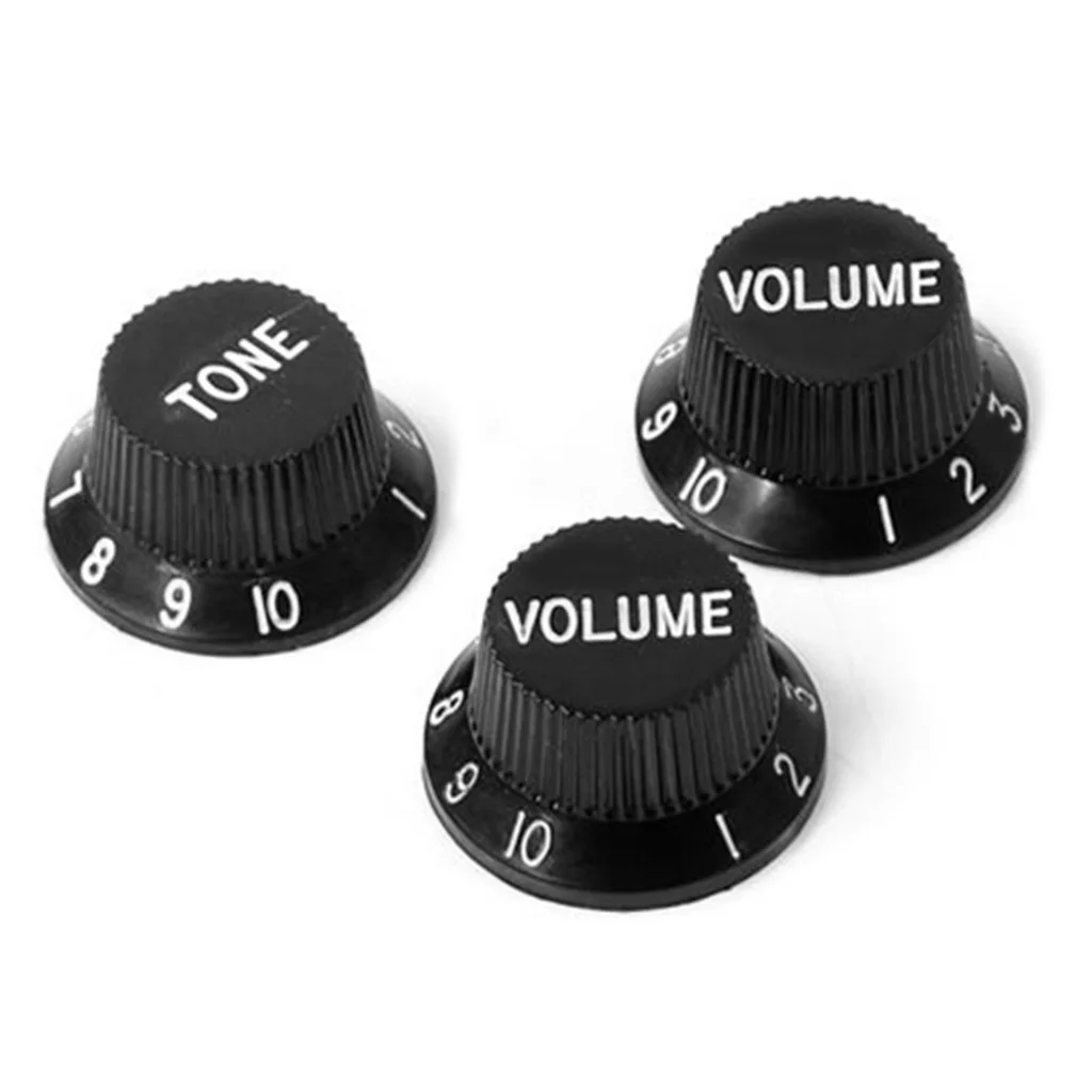 

100% Brand New and High Quality 1 Volume 2 Tone Knob Button Electric Guitar Potentiometer Cap Hat For FD ST Bottom Black