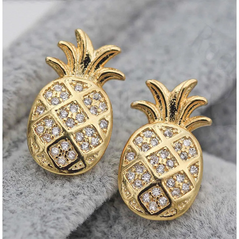 Роскошные модные серьги-гвоздики для женщин с принтом ананасов Форма серьги