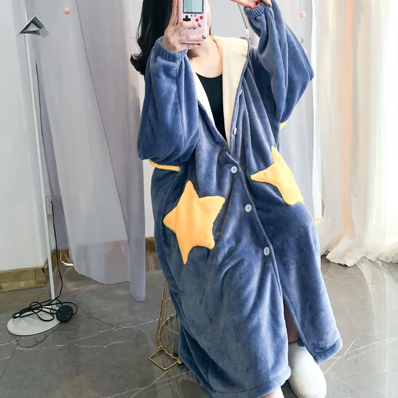 Женская пижама теплая утолщенная свободная большой размер длинный рукав