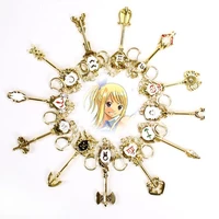 hot sale fairy tail lucy zodiac key double sided three dimensional golden constellation keychain animation peripherals