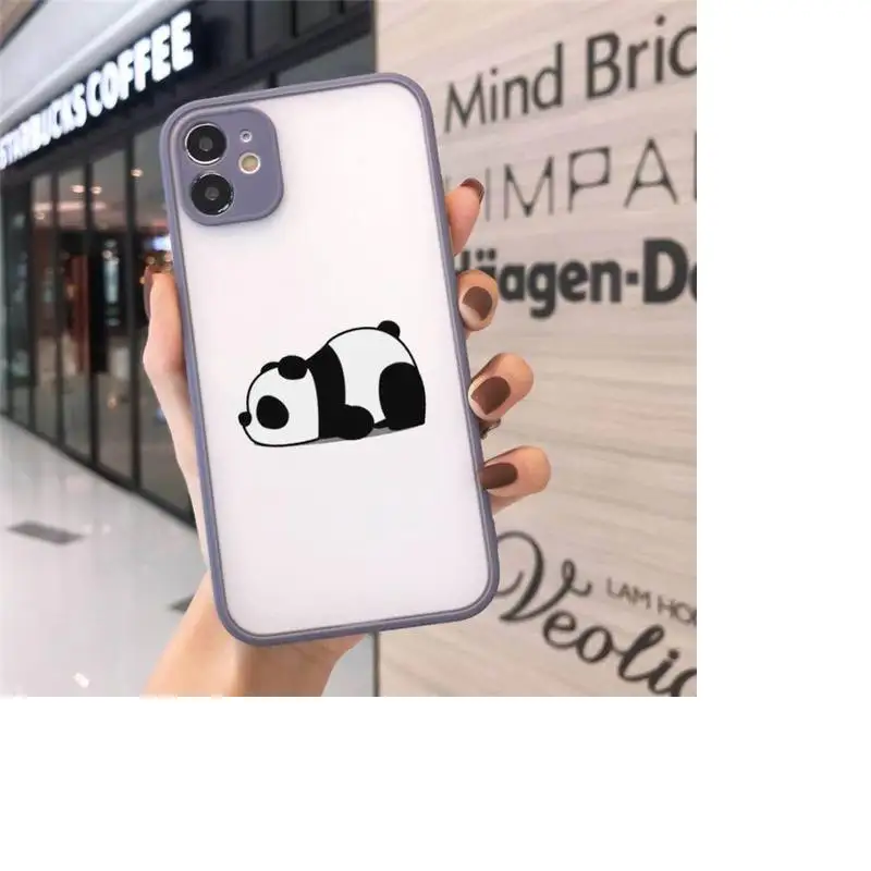 

Panda Cat Dinosaur Phone Case Matte transparent For Gray iPhone 12 Mini 11 Pro XR XS Max 7 8 Plus X Back Cover