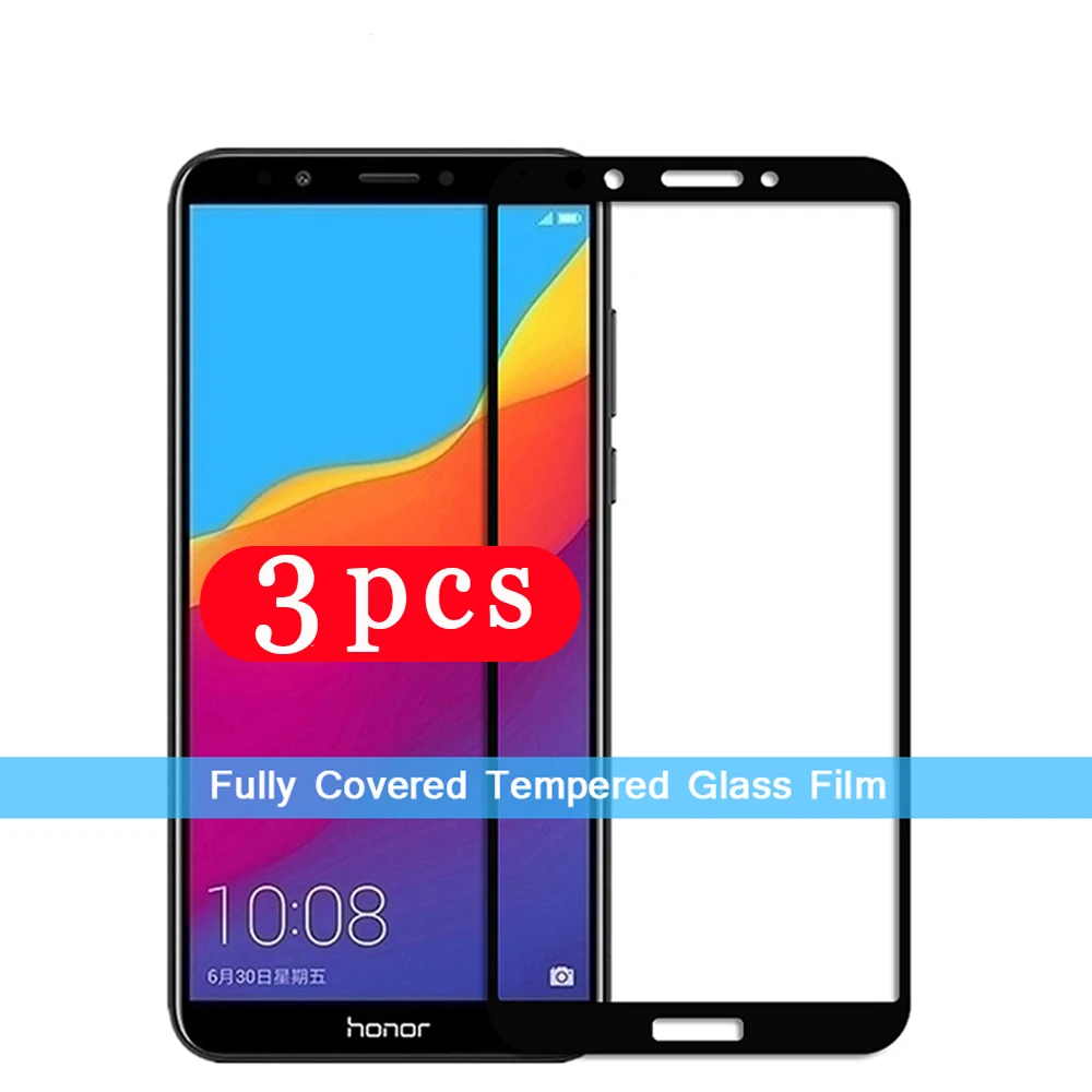

3Pcs full cover tempered glass for huawei y5 lite y5 y6 y7 prime pro 2019 2018 phone screen protector protective smartphone film
