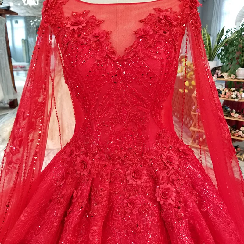 LS01240 красное свадебное платьекрасный платье с коротким рукавом o шею бальное