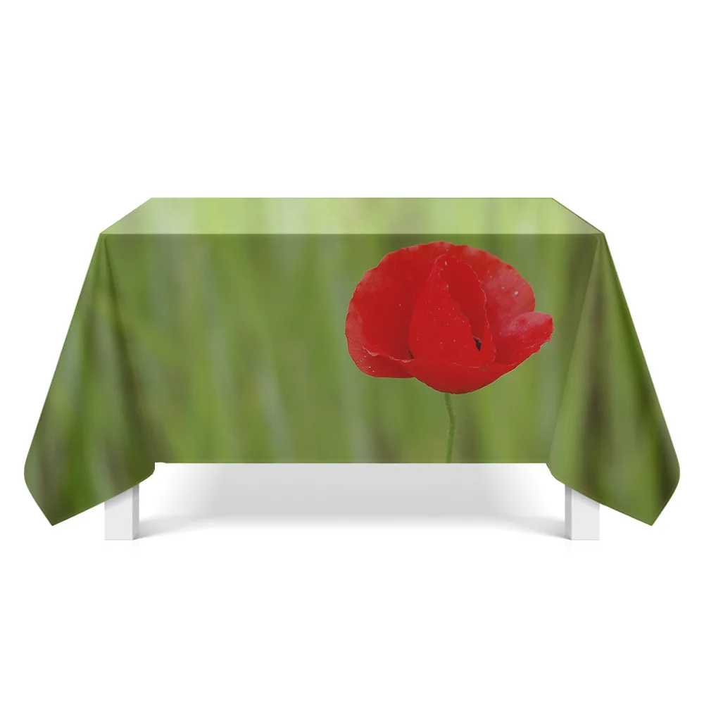 

Red Flower Decorative Art Tablecloth Household Table Cloth TV Cabinet Tea Table Cloth round Table Placemat