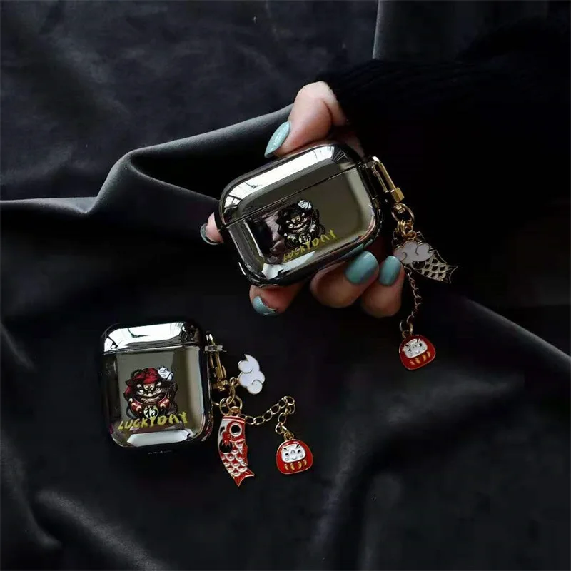 

Japanese Bodhidharma Electroplated Apple AirPods 1 / 2 / 3 Pro Case Cover IPhone Earbuds Accessories Airpod Case Air Pods Case