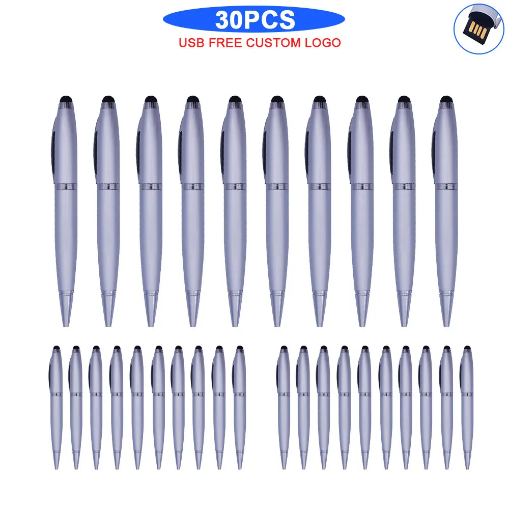 

Ballpoint pen 30pcs free logo Usb 2.0 flash drives flash memory card 32gb 8gb 4gb16gb128gb 128gb flash metal pen pendrive U disk