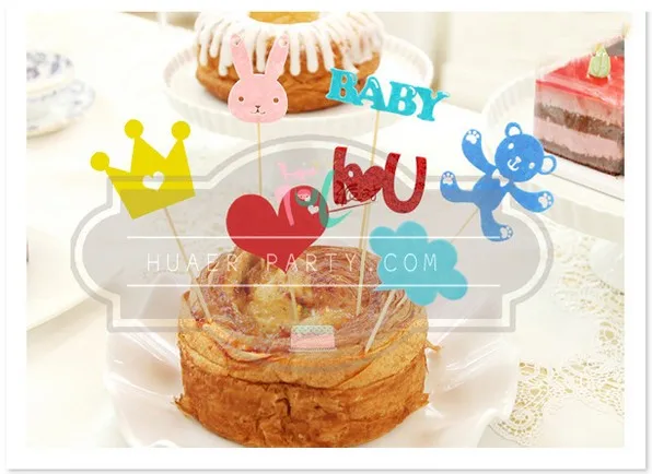 

7 шт., топперы для торта из фетровой ткани, топперы для кексов, топперы с сердечками и короной для мальчиков и девочек, pd062