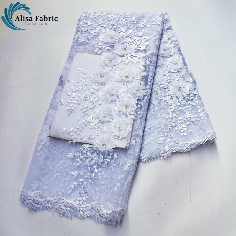 

Alisa NEW Lace Fabric African Lace Fabric High Quality Beaded French Lace Fabric Nigerian Lace Fabric 3D Lace 5 Yards Per Lot