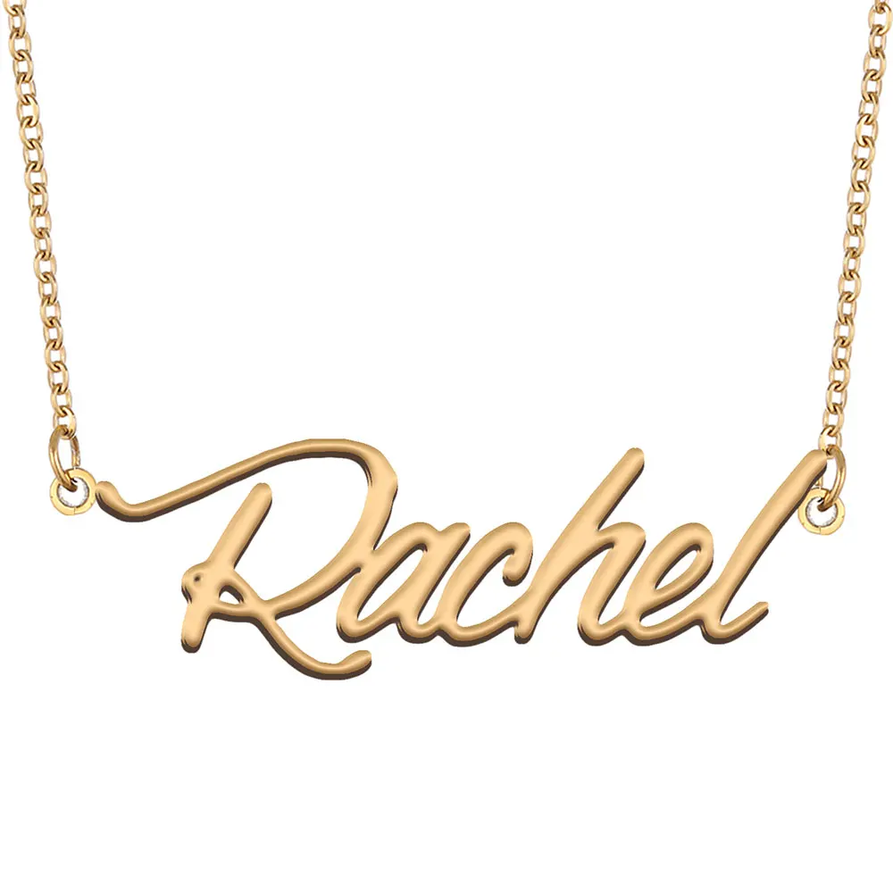 

Rachel Name Necklace for Women Stainless Steel Jewelry Gold Plated Nameplate Pendant Femme Mother Girlfriend Gift