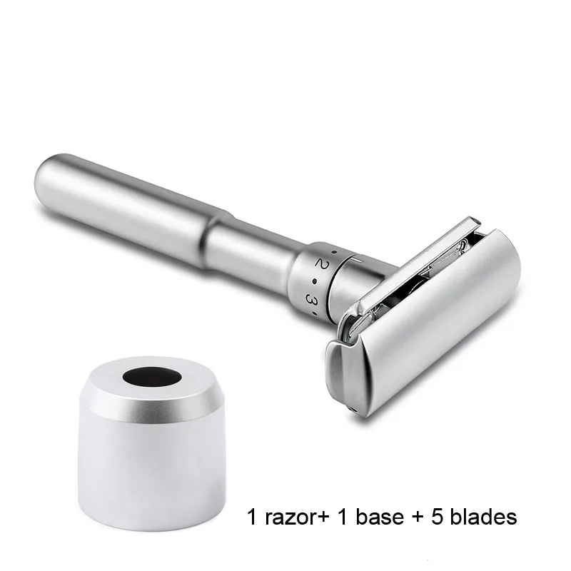 1 razor 1 base 1 Бритва, 5 лезвий, безопасная бритва с двойными краями, классическая мужская бритва, регулируемая бритва, 1-6 файлов, бритва для удаления волос - Цвет: 1 razor 1 base