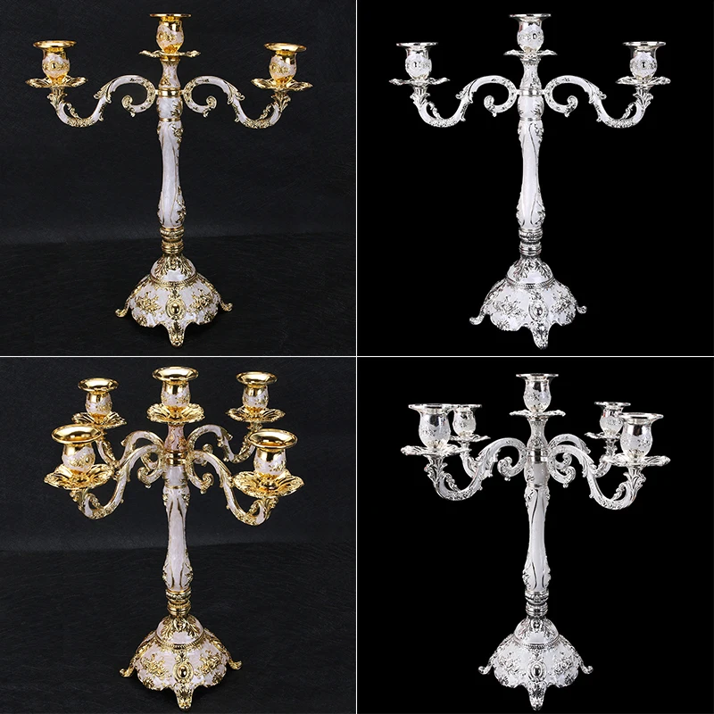 

European Metal Candle Holders Classical Metal Candelabra Retro Candlestick Candle Stand Dinner Wedding Gift Home Wedding Decor