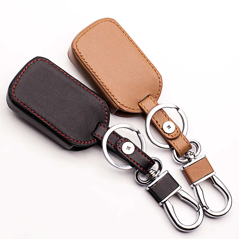 

2016 Praise 100% leather car key case Skin Case Cover fob key for Toyota Vios Keychain 2 button car-covers car keys accessories