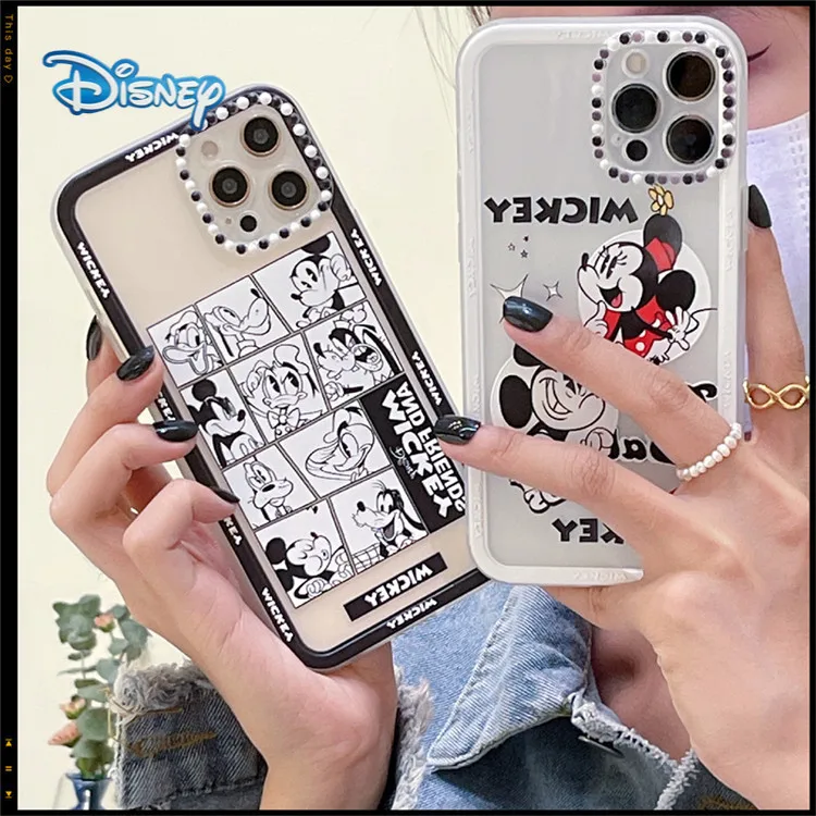 

Disney Minnie Mickey Cartoon Phone Case for iPhone 13 12 11 Pro Max X XR 7 8 Plus SE Couples Cute Anti-Fall CellphoneCovers