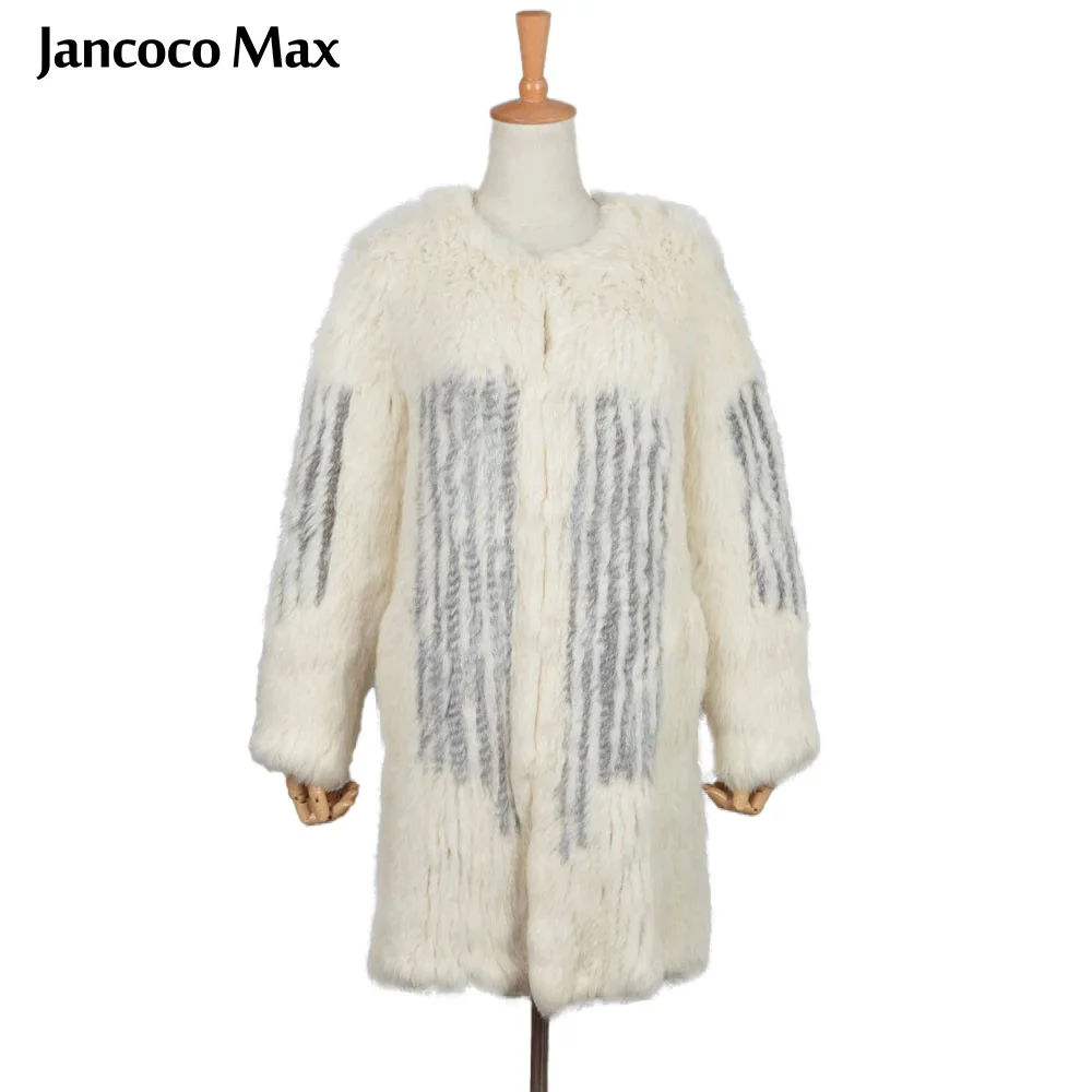 Jancoco Max новые женские длинные пальто из натурального кроличьего меха Высокое