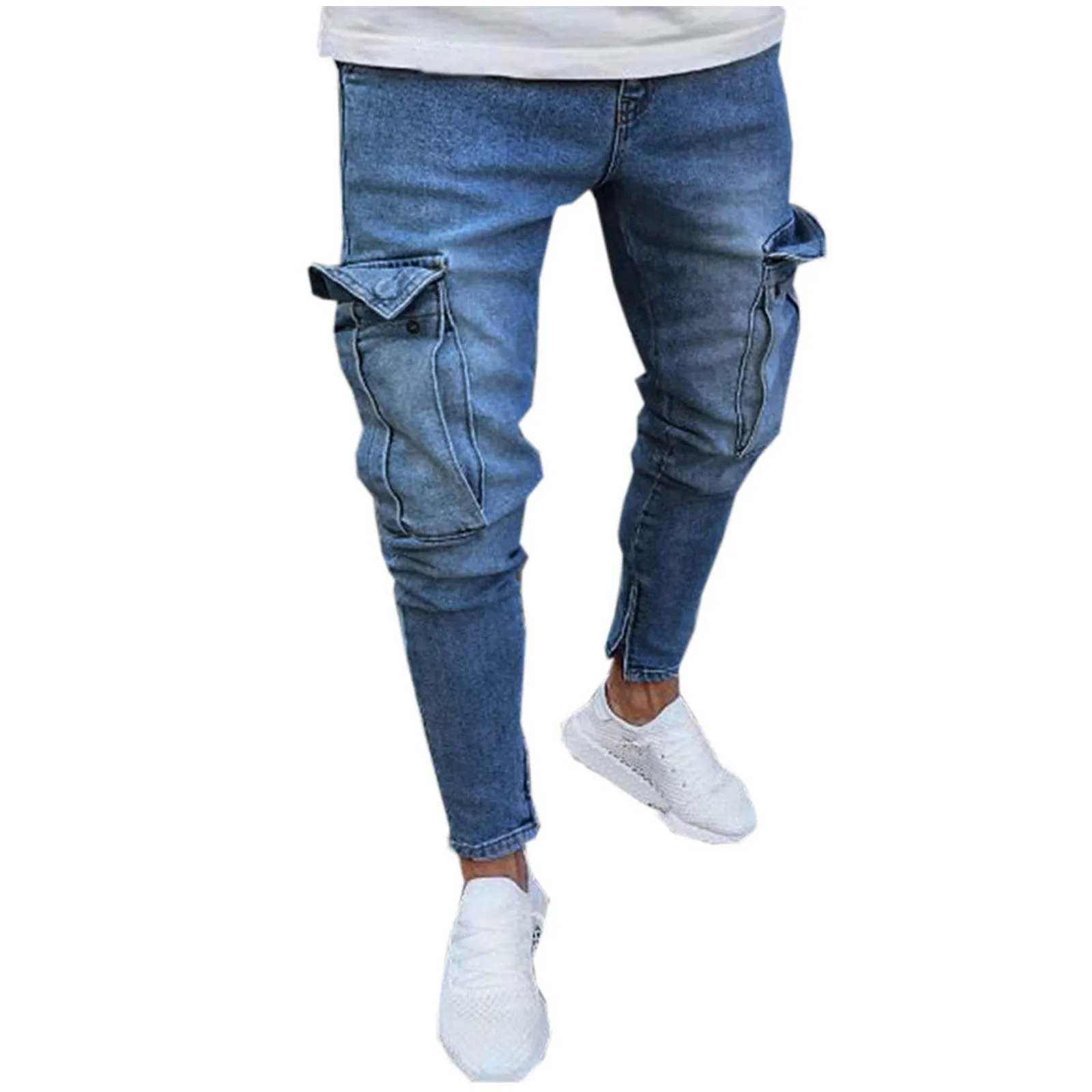

Mens Pants Stretch Denim Pant Distressed Ripped Frayed Slim Fit Pocket Jeans Trousers Casual Mens Long Trousers Male Pants