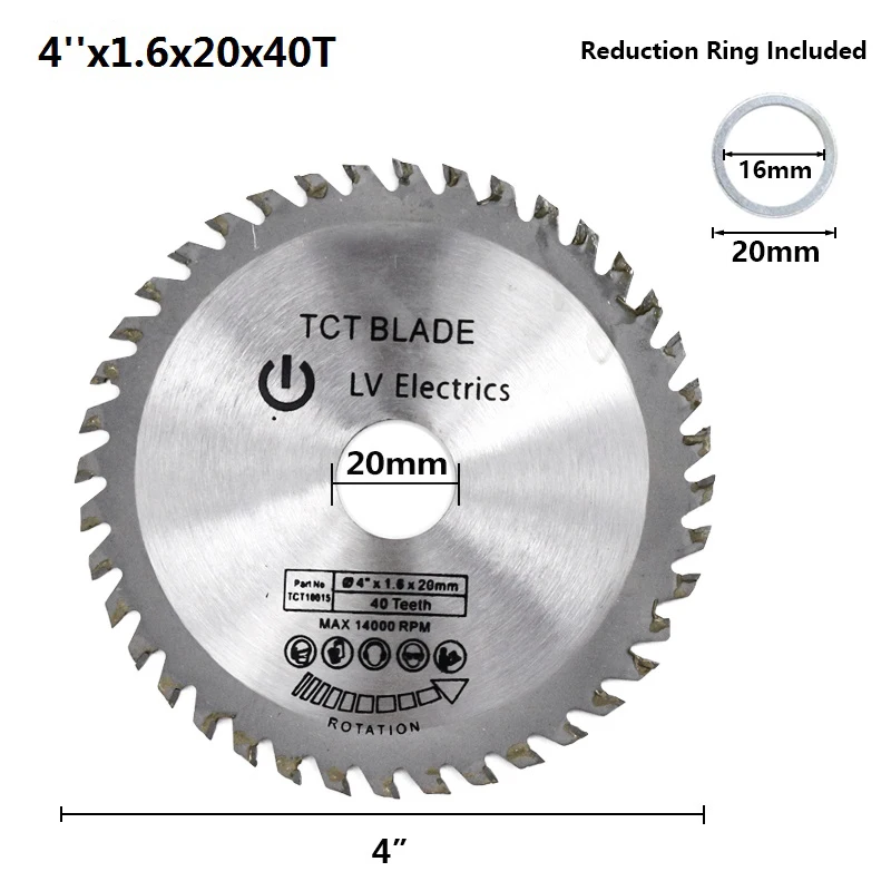 4Inch X 20mm X 40T 1 шт. 4Inchx20x1. 6 мм 30 т/40 т циркулярное пильное полотно TCT пильное полотно Woddworking режущий диск для дерева пила режущие диски - Цвет: 4Inch X 20mm X 40T