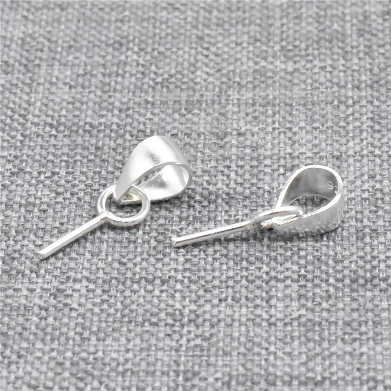 10pcs of 925 Sterling Silver Plain Bail Drops with Eyepin for Jewelry Making 10x0.7mm