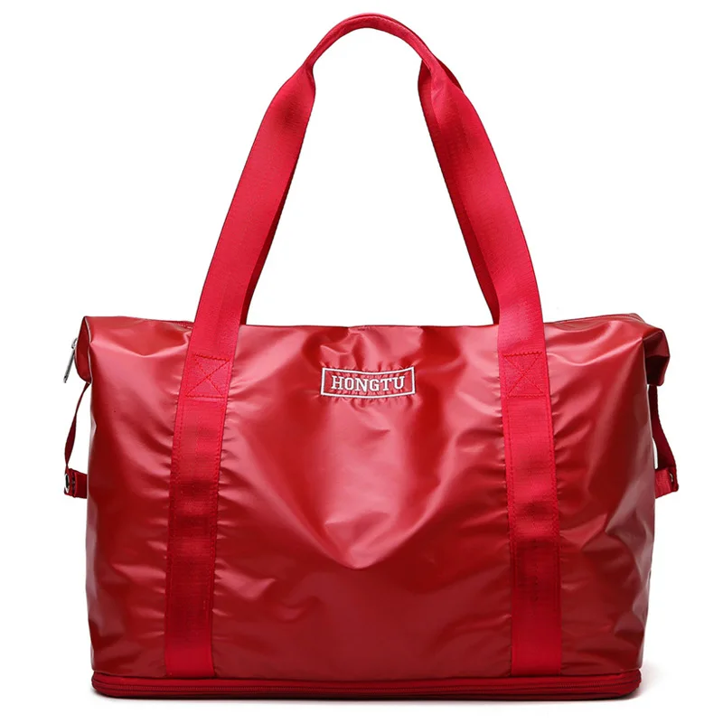 

Wholesale Travel Bag Women Fashion Shiny Nylon Big Bag Duffel Bag Yoga Gym Bag Women Sport Bag Dry Wet Separation Luggage Bolso
