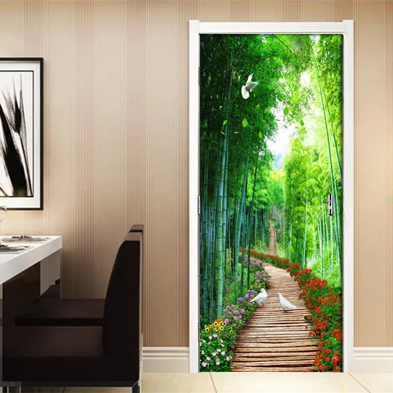 Водостойкая самоклеящаяся дверная наклейка из ПВХ зеленая деревянная доска