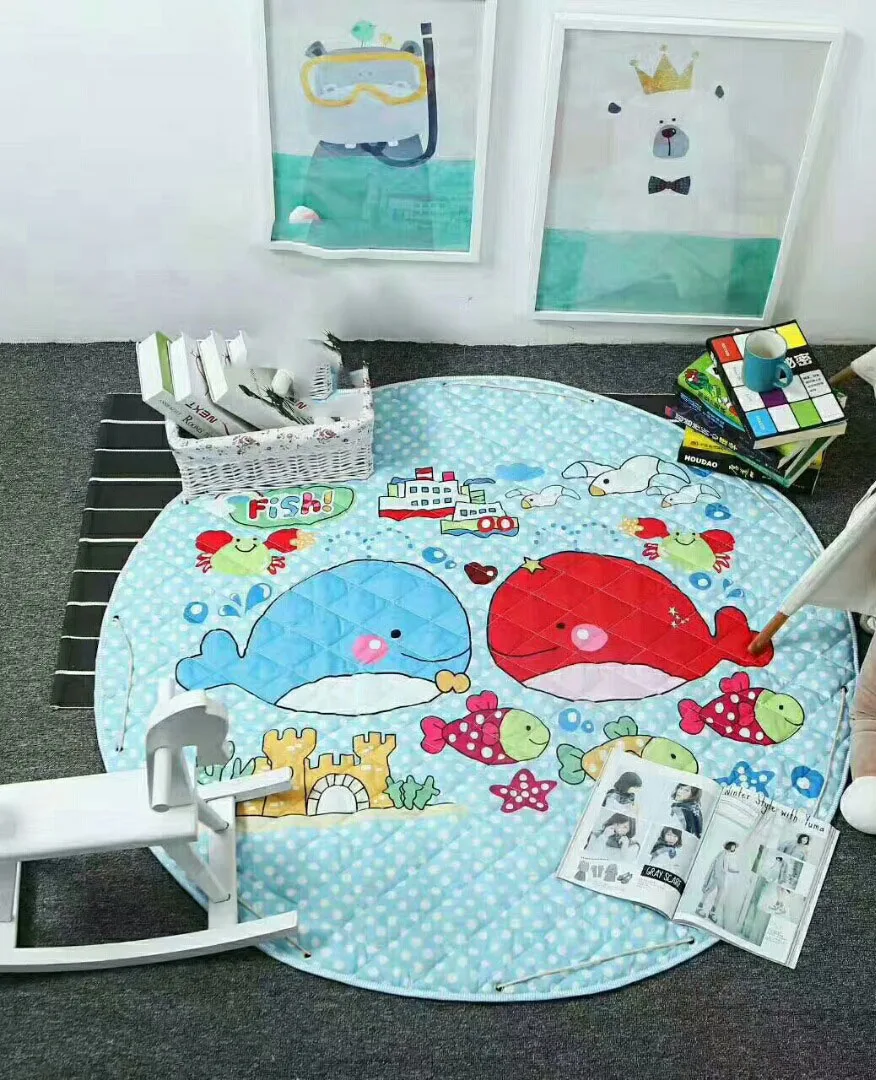 35 Круглые коврики, детские игровые коврики, игрушки для хранения, организованные коврики для детской, Большой полиэстер, противоскользящие, Мультяшные животные, детские напольные коврики, игровой коврик - Цвет: 35