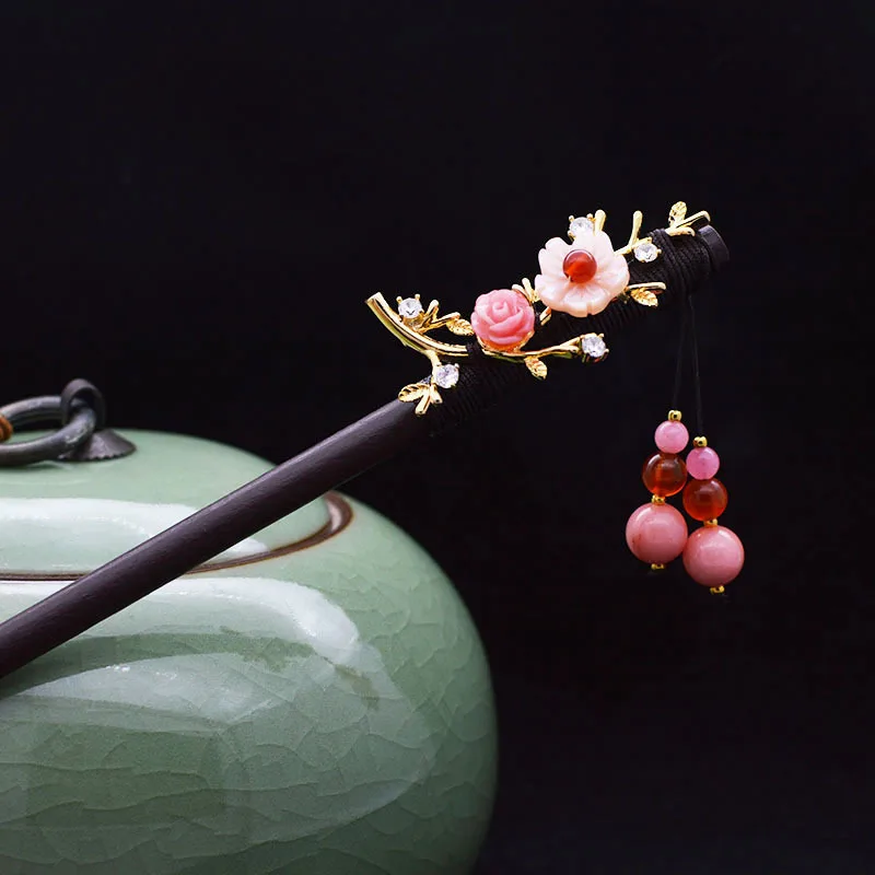 Женские винтажные деревянные шпильки для волос в этническом стиле|Украшения