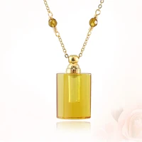 1pc cylinder shape crystal vial necklace wishing bottle pendant essential oil perfume charm jewelry