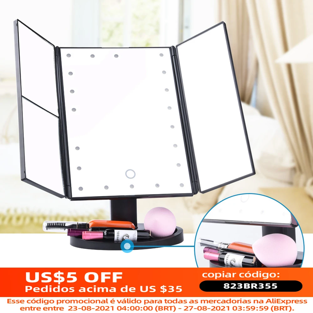 Увеличительное зеркало для макияжа со светодиодный Ной подсветкой 1X/2X/3X/10X