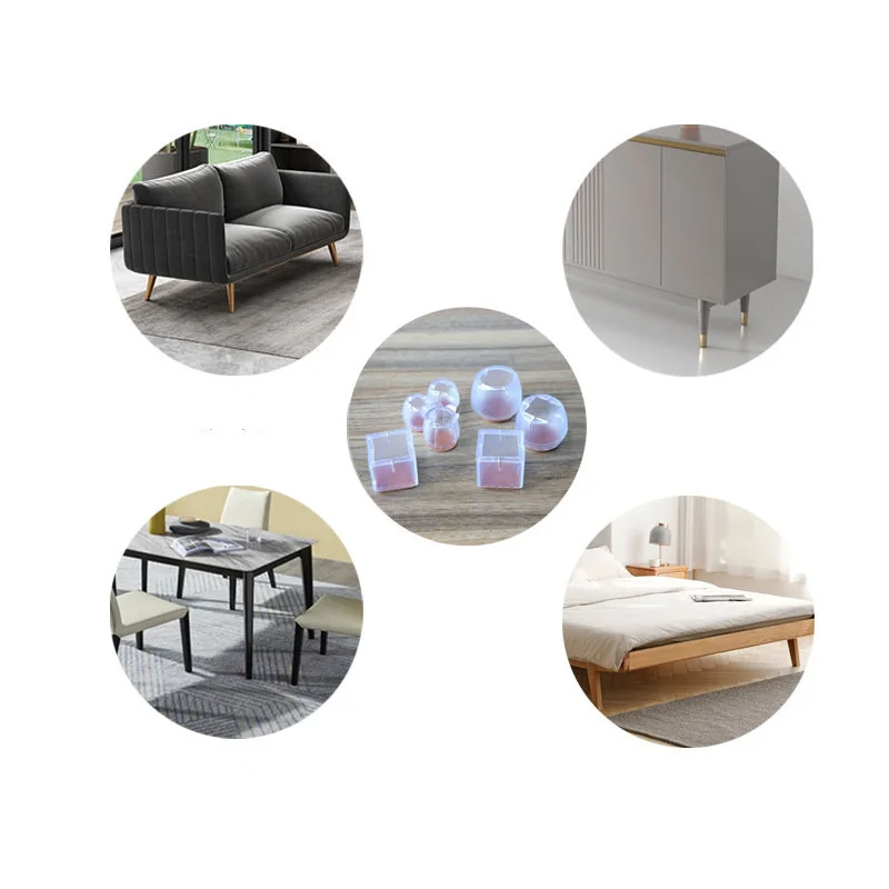 

4PCS Table Floor Protector Furniture Feet Covers Furniture Leg Caps Transparent PVC New Durable Reduce Noise Anti-Slip Felt Pads