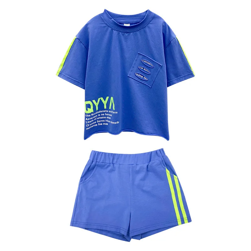 

Children's wear girls' sports suit 2021 new summer wear children's casual wear girl's two piece suit 7-44