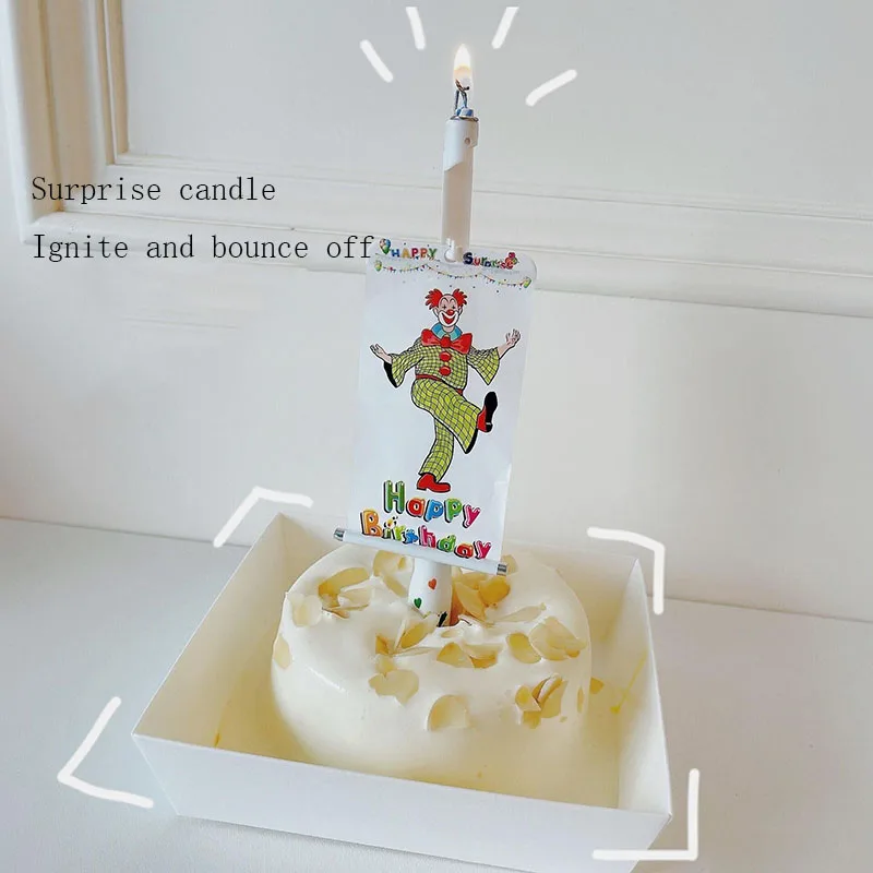 

Valentine's Day Children's Gifts Pop Mr. Clown Surprise Trick Candle Party Birthday Cake Candle Baking Dessert Table Dress Up