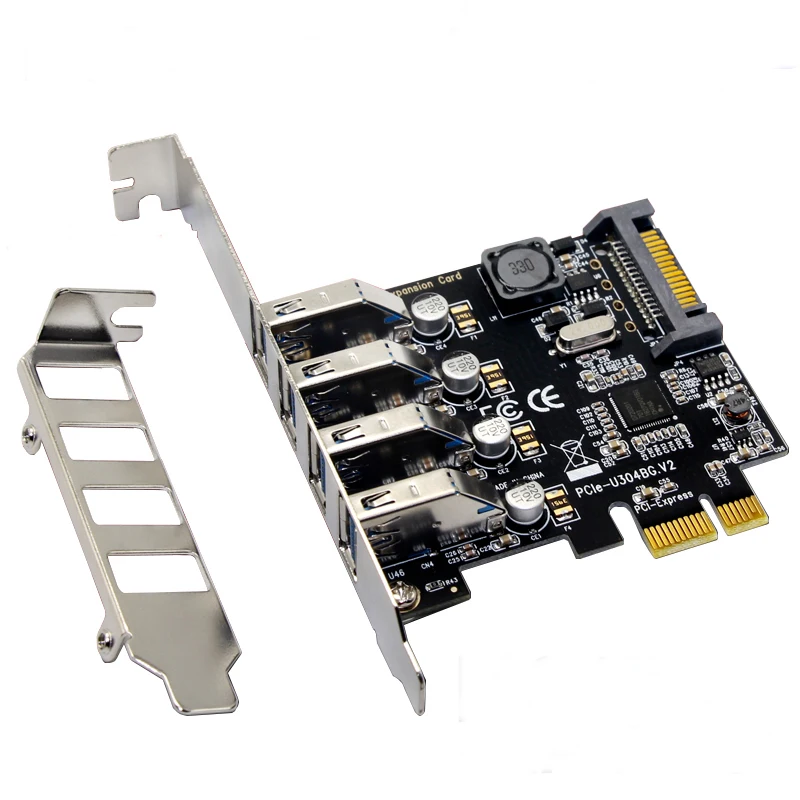 PCI E к USB 3 0 4 портовая Экспресс Плата расширения Superspeed карта с 15 контактным