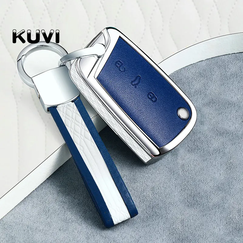 Кожаный чехол для автомобильных ключей Volkswagen VW Golf 7 mk7 Skoda Octavia A7 SEAT Leon Ibiza 3 Стайлинг