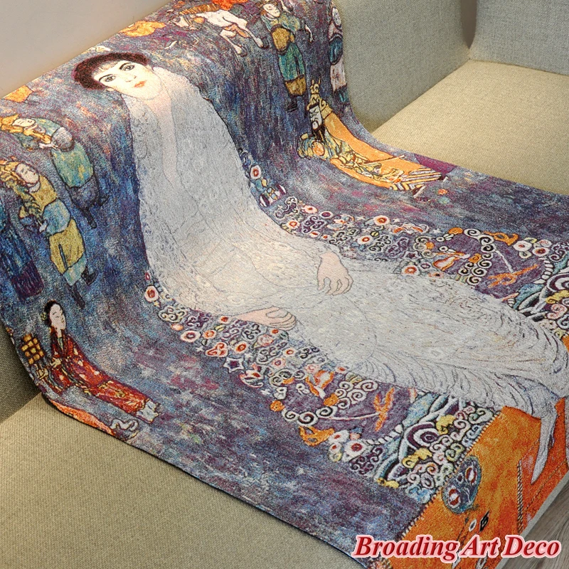 

GUSTAV KLIMT PORTRAIT OF BARONESS TAPESTRY WALL HANGING JACQUARD WEAVE GOBELIN HOME ART DECORATION COTTON 100% BIG SIZE 140X96CM