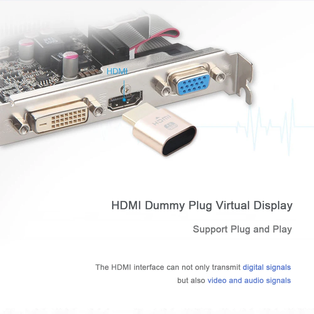 Адаптер Виртуального дисплея совместимый с HDMI 1 4 DDC EDID фиксатор вилки графическая